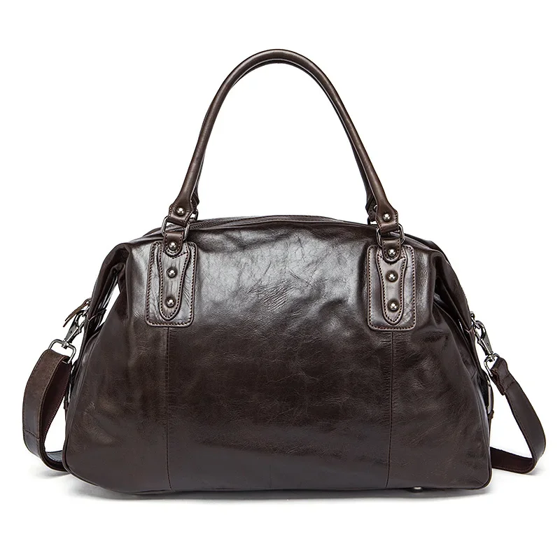 

Soft Cowhide Leather Handbag Travel Duffle Overnight Tote Large Capacity Luggage Bag for Men Women Travel Shoulder Bag