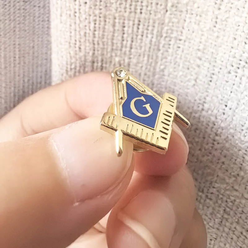 

100pcs Rhinestone Square free masons pins Compasses Lapel Pin Masonic freemasonry badge