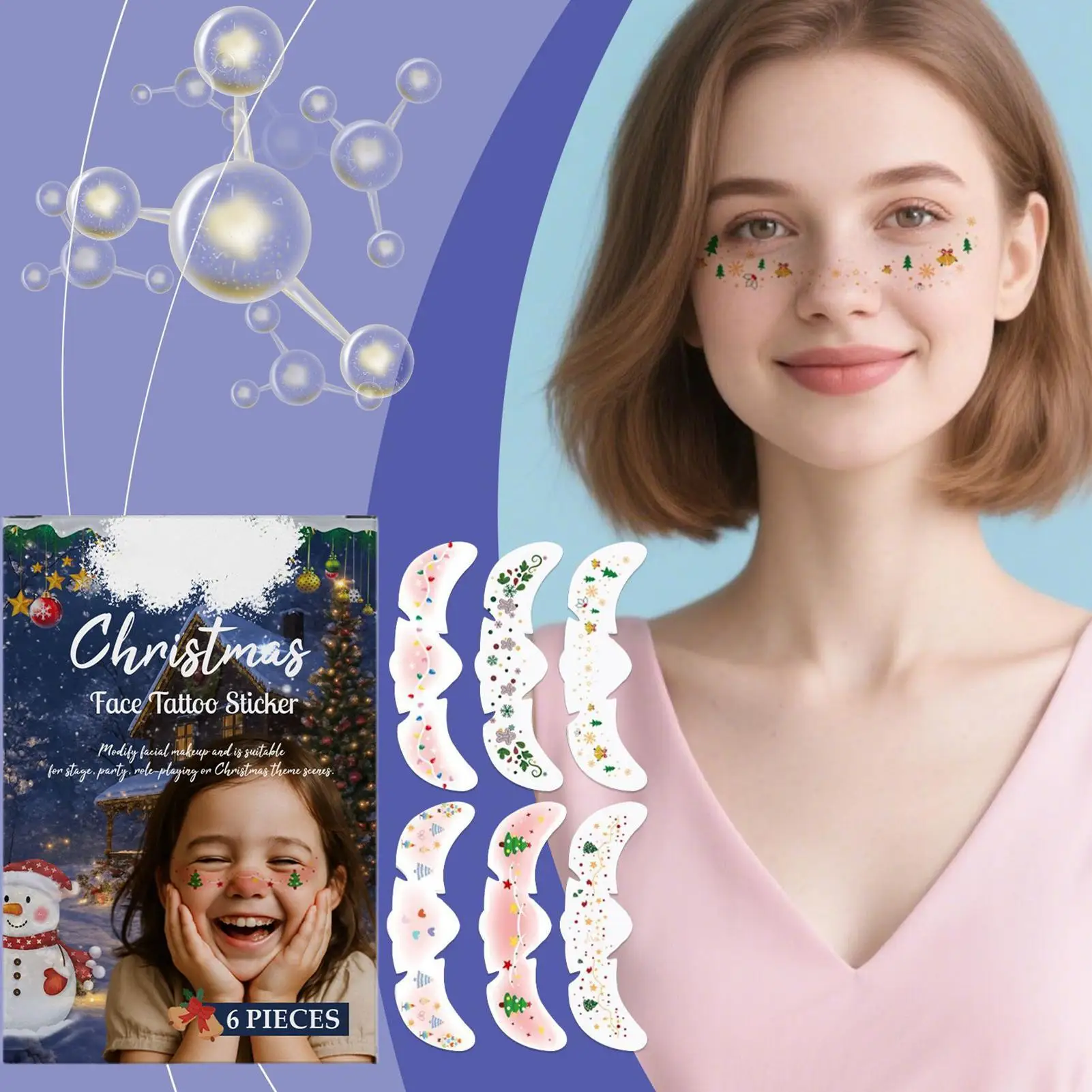 

Freckle Patches 6 Pieces Christmas Makeup Patches for Face Faux Freckles Stickers for Teens Kids Ladies Themed Event Dance Stage