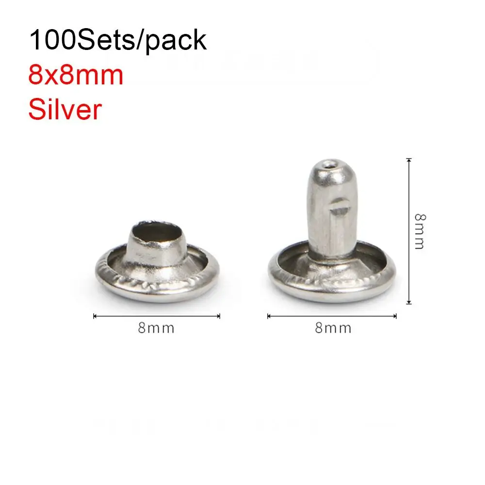 100Sets Leather Collar Decor Rivet Stud 6/8/10mm Double Cap Spot Nail Clothes Accessory Screw Leather Bag Stud