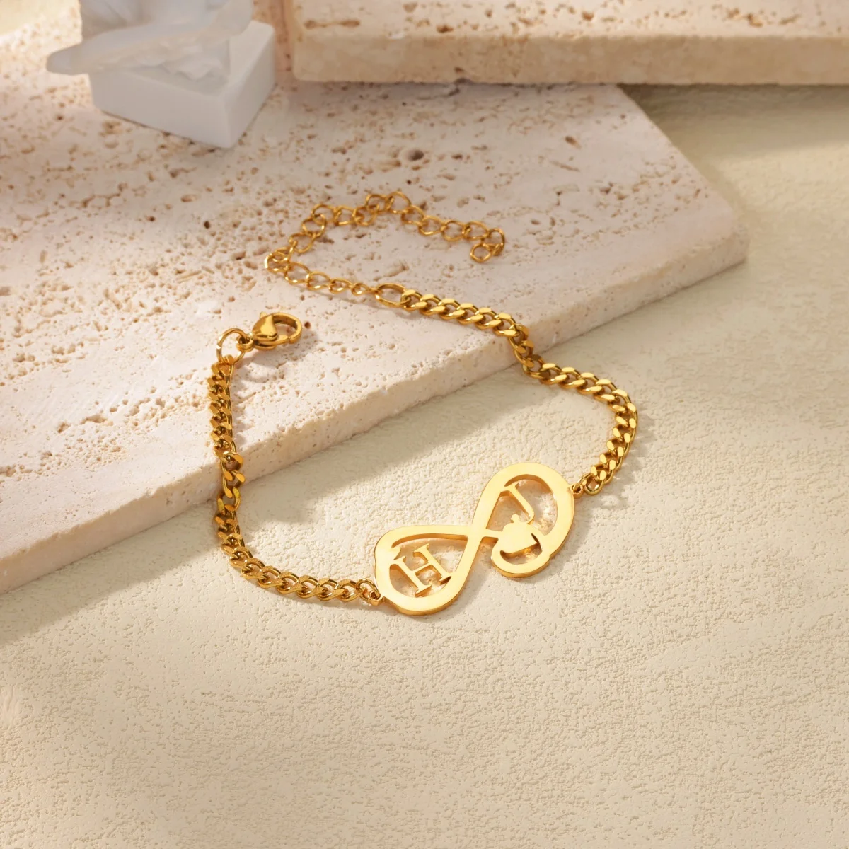 Customized Infinite Letter Name Bracelets For Women Man Custom Two Letter Bracelet Stainless Steel Personalized Jewelry