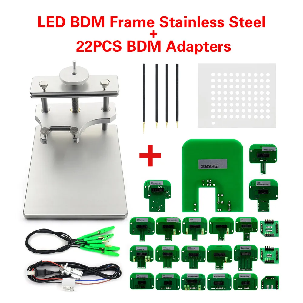 2025-ecuプログラマー-ktag-kess-led-bdmフレーム-アルミニウム-ステンレス鋼-22個-bdmアダプター-チップチューニングツール-4個-プローブペンホルダー