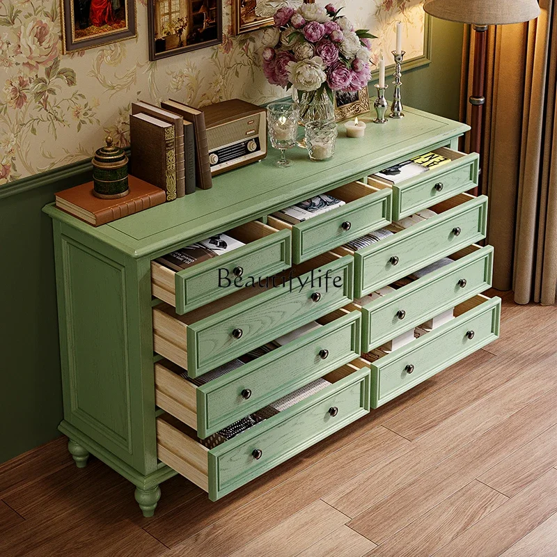 

yj7 yj7 *American retro all-solid wood storage cabinet, living room integrated against the wall side cabinet entrance