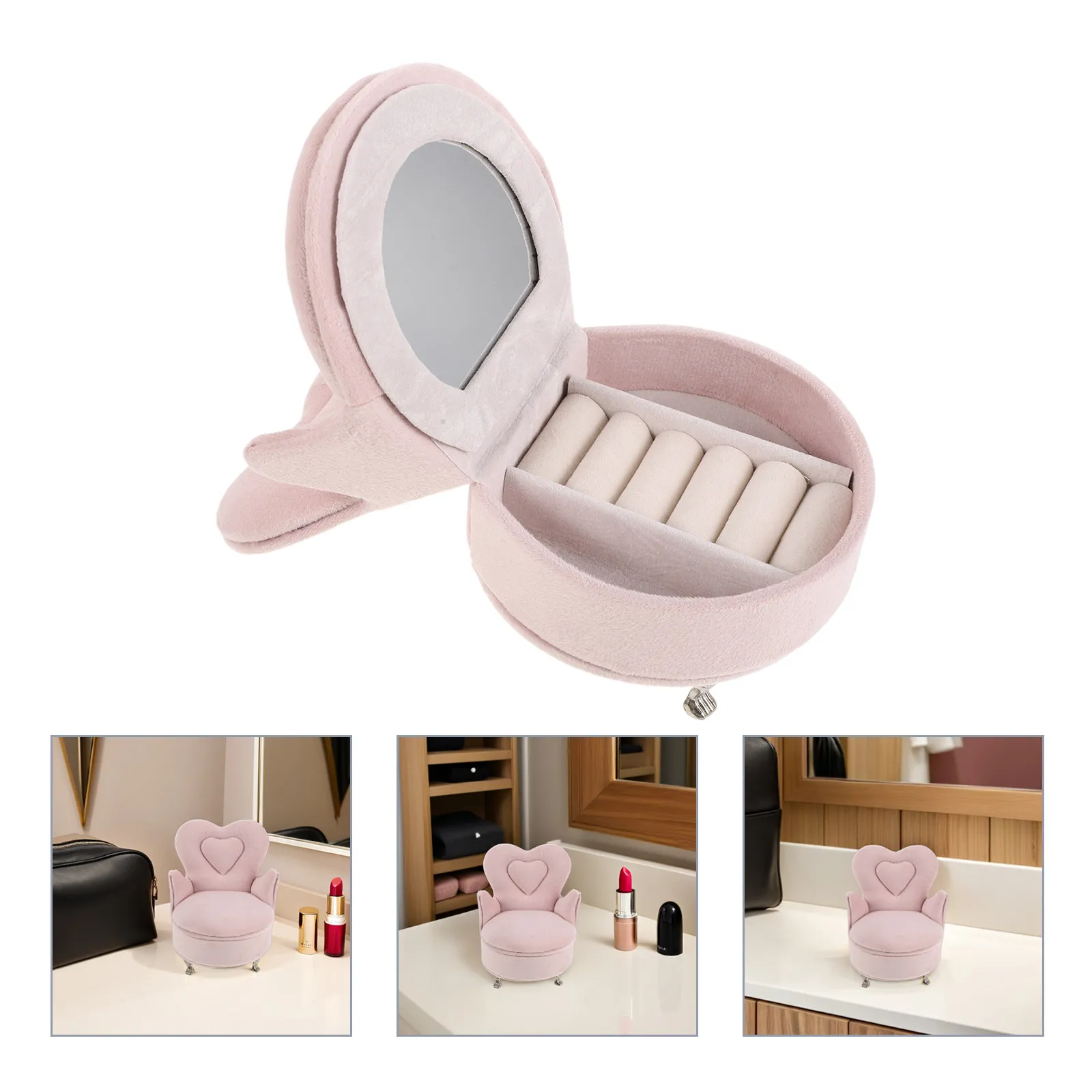 

Миниатюрная шкатулка для украшений в виде диванчика для женщин, элегантный дизайн в виде мягкого кресла, органайзер для хранения серег, ожерелий и колец, настольная подставка
