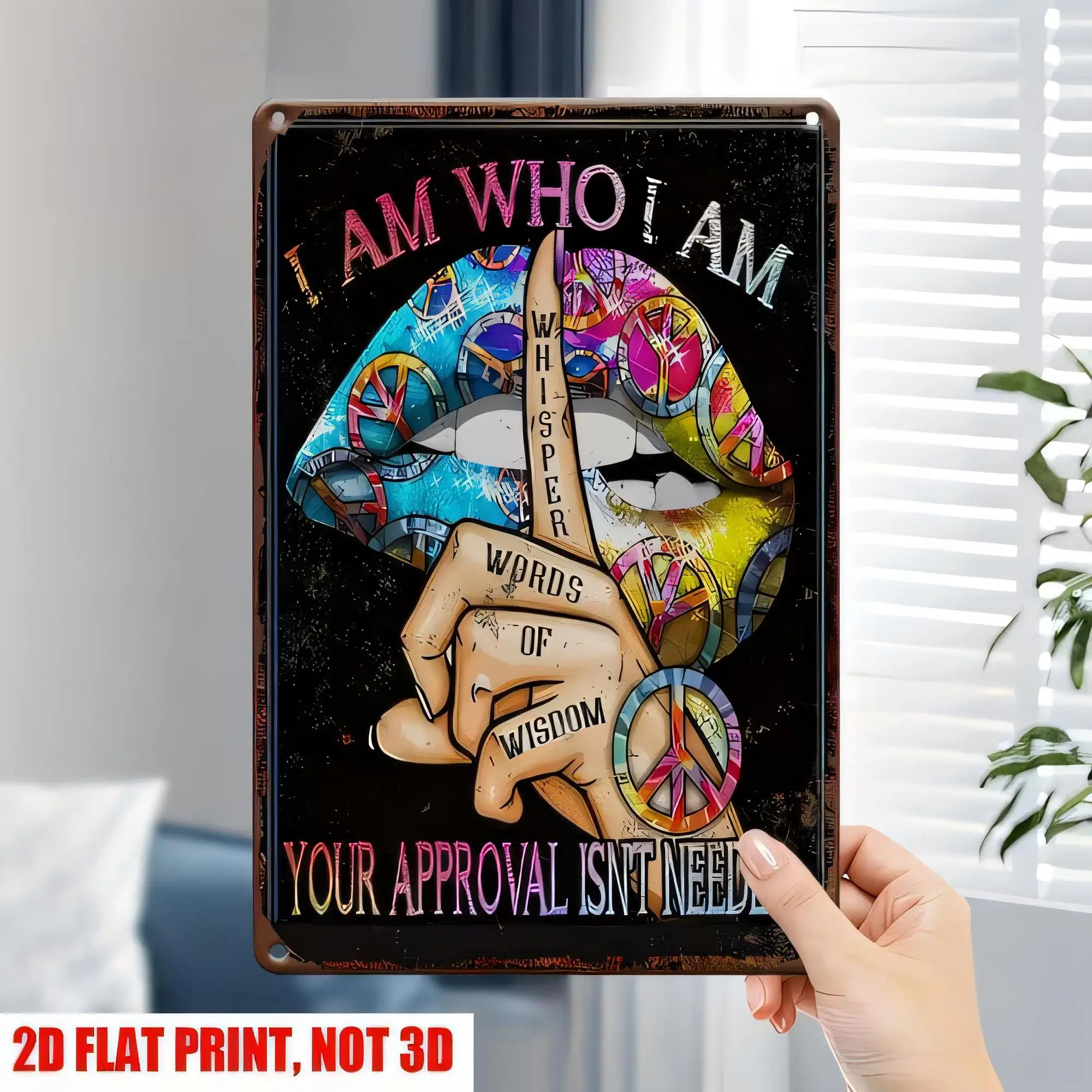 Tin Sign Decorative Wall Plaque I Am Who I Am Who Wasted Words of Peace Love Heart Graffiti Metal Poster Vintage Style for Home