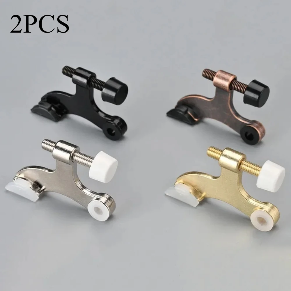 2pcs Adjustable Hinge Pin Door Stop, Hidden K-Type Design With Rubber Buffer Damper, Thick Metal Construction For Secure Door Ho