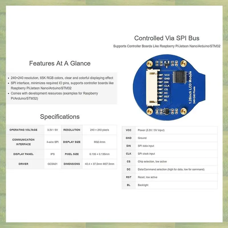 N15R-5Pcs 1,28 Zoll Runde Display LCD Screen Modul GC9A01 SPI Kommunikation RGB 65K Farbe Unterstützung Für Raspberry