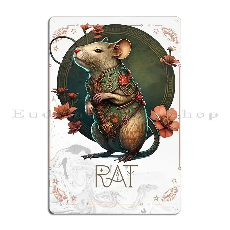 Chinese Zodiac Rat Metal Sign Wall Cave Garage Club Cinema Customize Wall Mural Tin Sign Poster