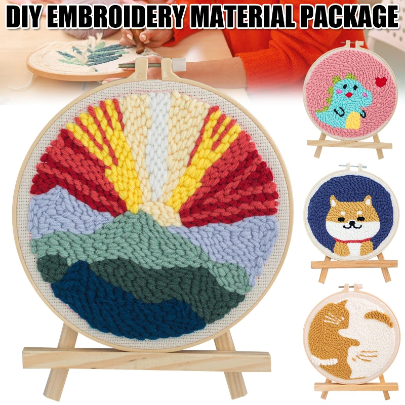 Embroidery Starter Kits Animal Patterns Needlepoint Starter Kits Craft Supplies for Beginners Adults DIY Gift NIN668