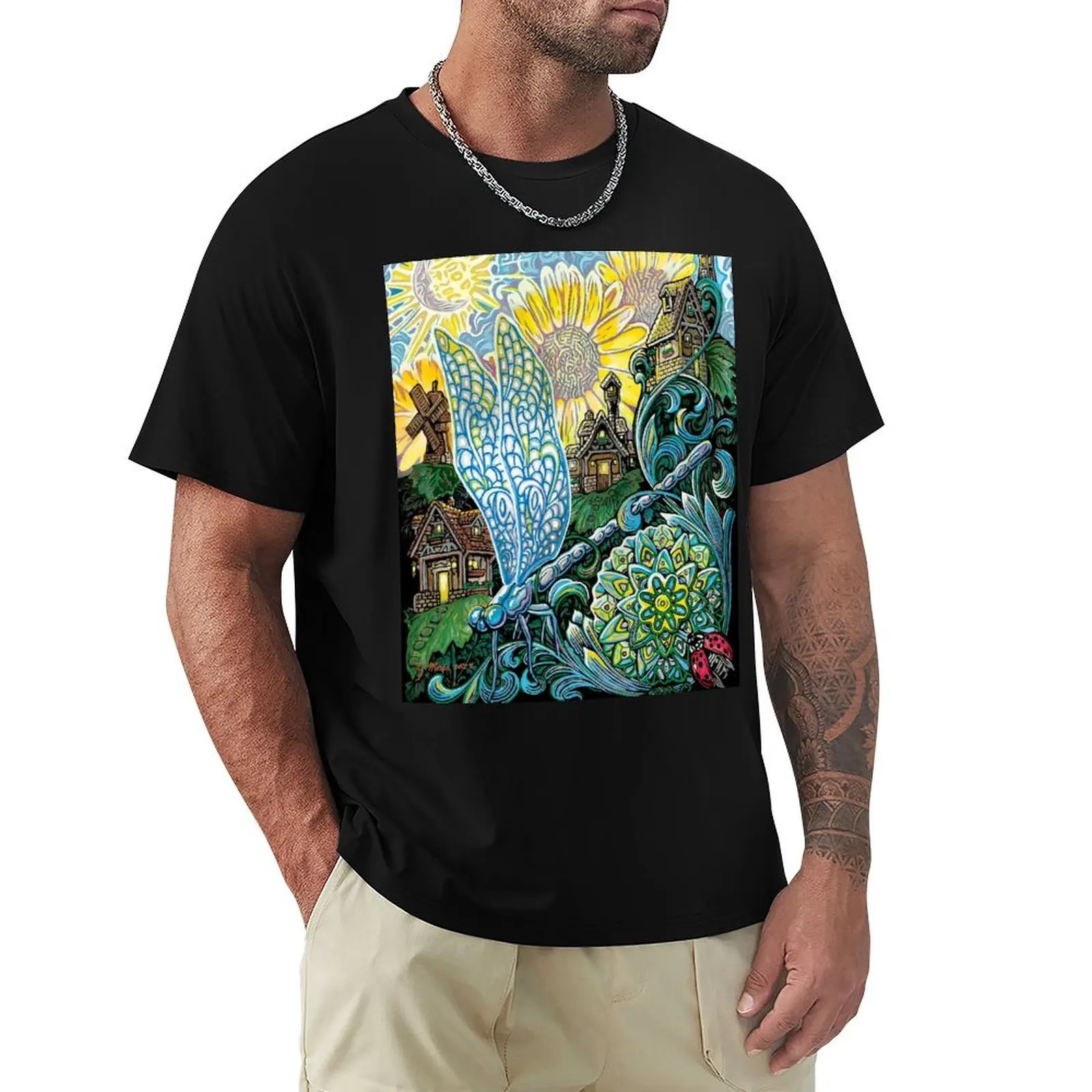 

Dragonfly Village T-Shirt plus size clothes graphic t shirt vintage essential t shirt boys animal print T-shirt men