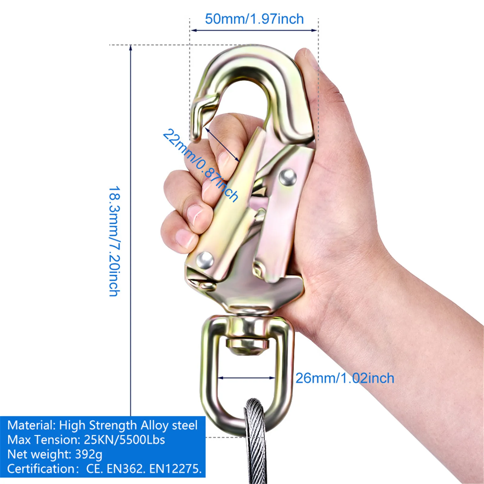 EU 2.4M/3M/3.6M 12mm Steel Wire Core Flip Line Kit Climbing Positioning Rope For Arborists Climbers Tree Climber For Arborist