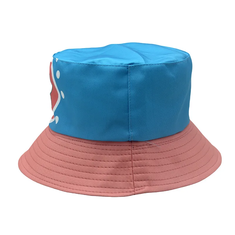 One Piece Chopper Panama Bucket Hats Men Women Print Fisherman Hat Summer Sun Bucket Hat Cotton HipHop Outdoor Street Bucket Cap