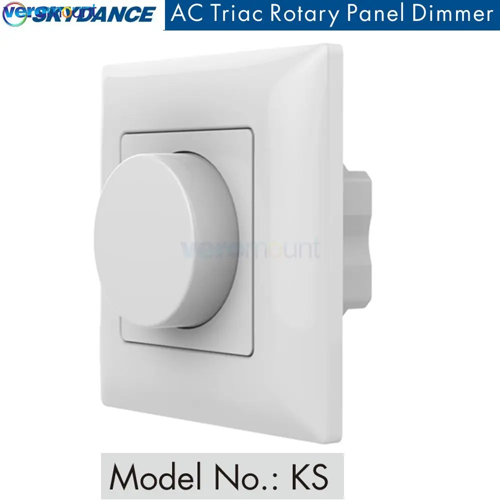 Skydance KS 110V 220V AC Triac atenuador Panel de perilla giratoria atenuación interruptor DIP encendido/apagado tiempo de decoloración 150W-360W