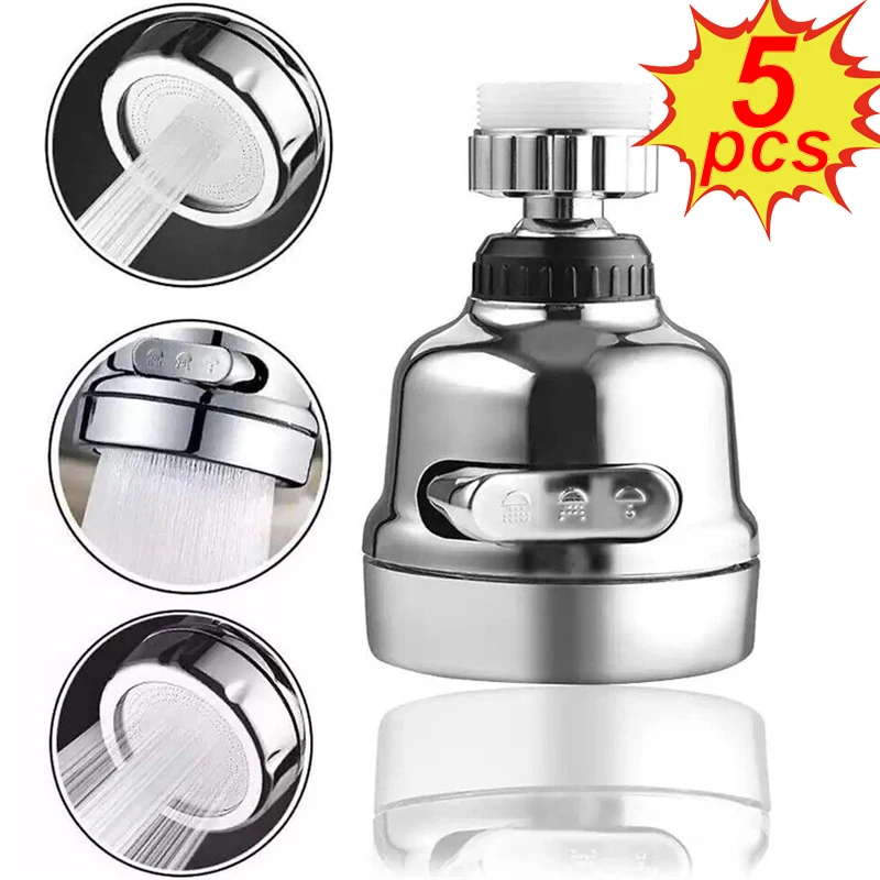 

1-5Pcs 360° Kitchen Faucet Adapter 3 Modes Adjustable Faucet Sprayer Filter Diffuser Water Saving Nozzle Bath Tap Connector
