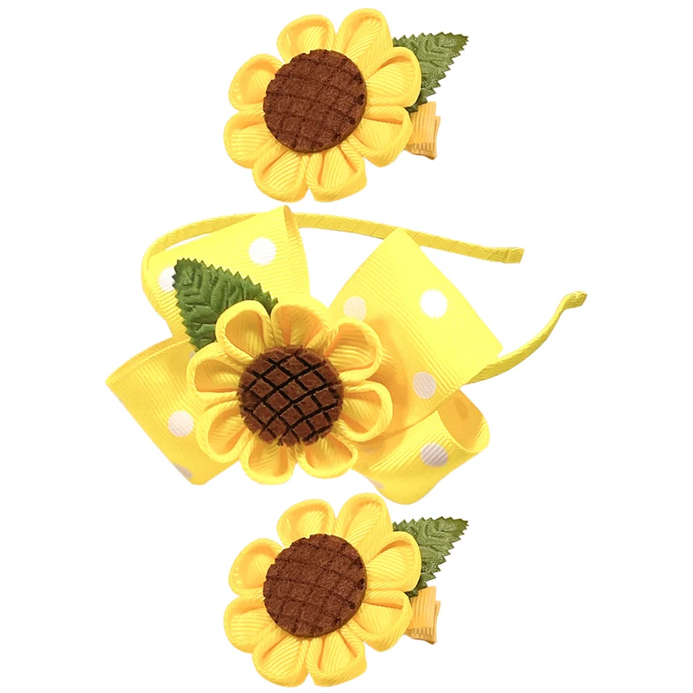 

1 set Accessories Set Lightweight Flower Headband Clip For Girls Sunflower Hairband Sunflower Hair Clips Girl Headband Flower