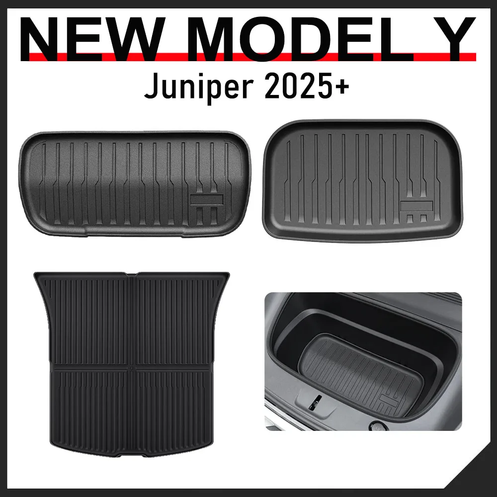Front Rear Trunk Mat for 2025 2026 Tesla Model Y Juniper Cargo Mat Rear Seat Back Cover SeatBack Liner Pad Protector Accessories