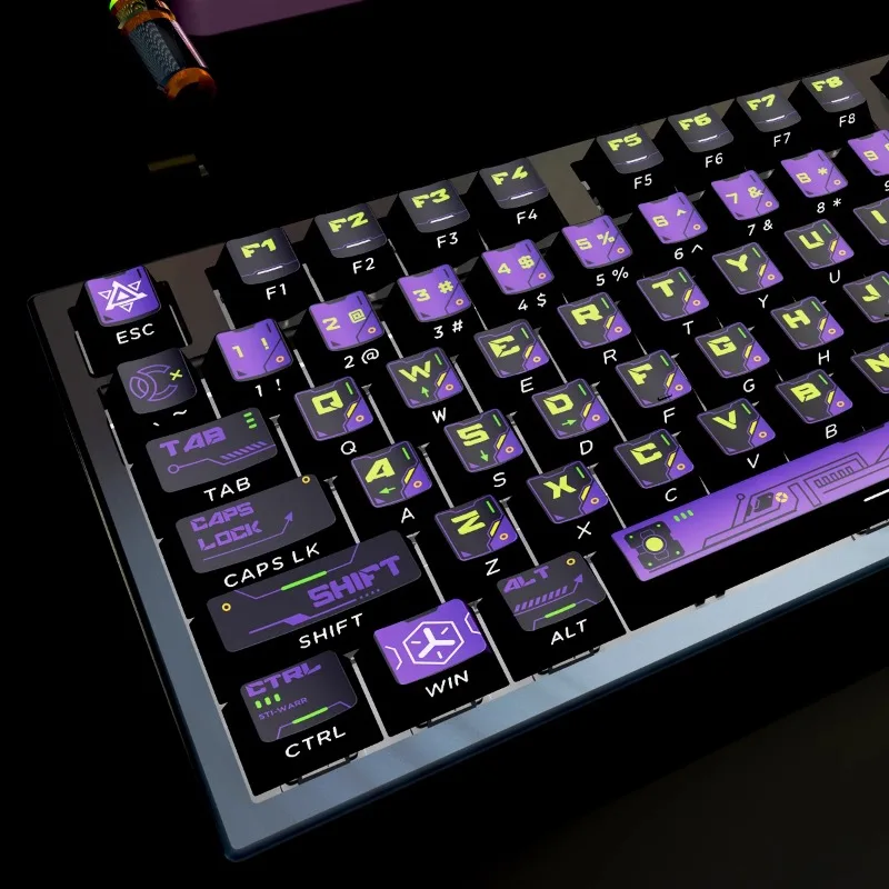 Imagem -01 - Purple Power Shadow Theme Keycaps Pbt Keycap Lado Gravado Translúcido Cereja Perfil Key Caps para Teclado Mecânico purple power shadow theme keycaps pbt keycap lado gravado translucido cereja perfil key caps para teclado mecanico 01