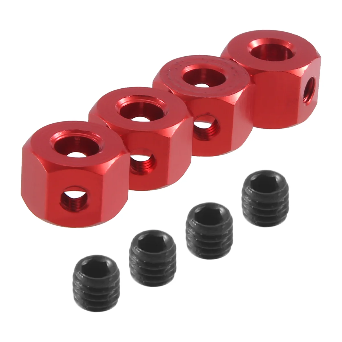 4PCS 5mm to 12mm Metal Combiner Wheel Hub Hex Adapter for D12 C14 C24 B14 B16 MN D90 D91 RC Car Upgrade Parts,Red