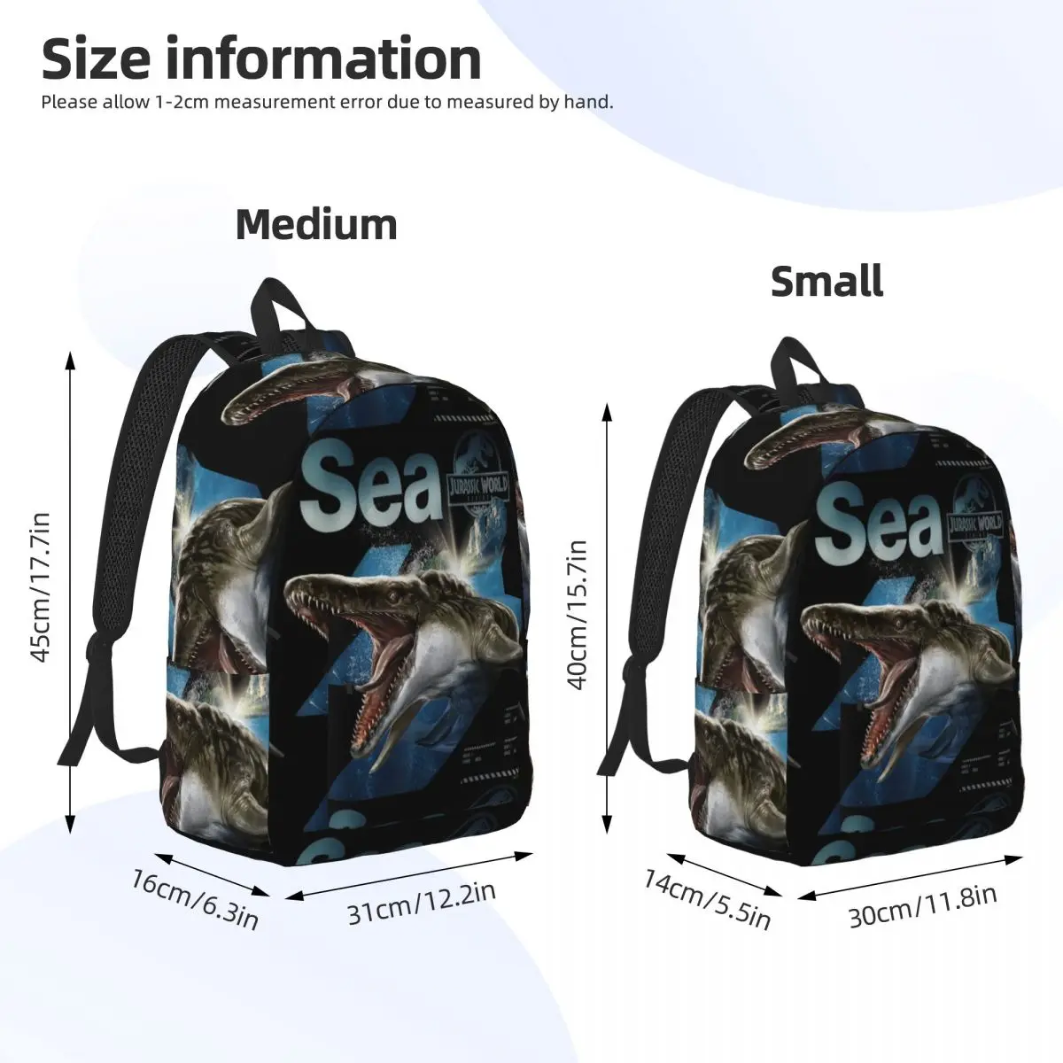 Mochila Jurassic World Rebirth Mosasaurus Sea Dinosaur, mochilas para senderismo, mochilas escolares suaves y coloridas para hombre, mochila divertida