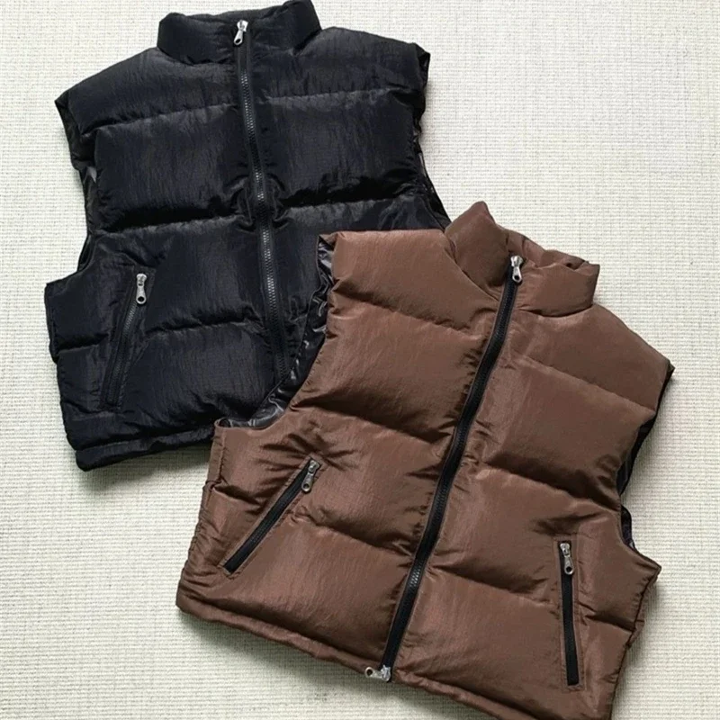 

25ss Черная куртка большого размера CB высшего качества с глянцевой молнией, хлопковое пальто, жилет кофейного цвета, куртки