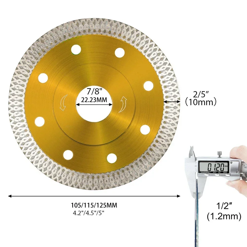 Disco da taglio diamantato 105/115/125mm Lama per sega circolare per smerigliatrice angolare Vetro Marmo Piastrelle in ceramica Utensili da taglio Parti