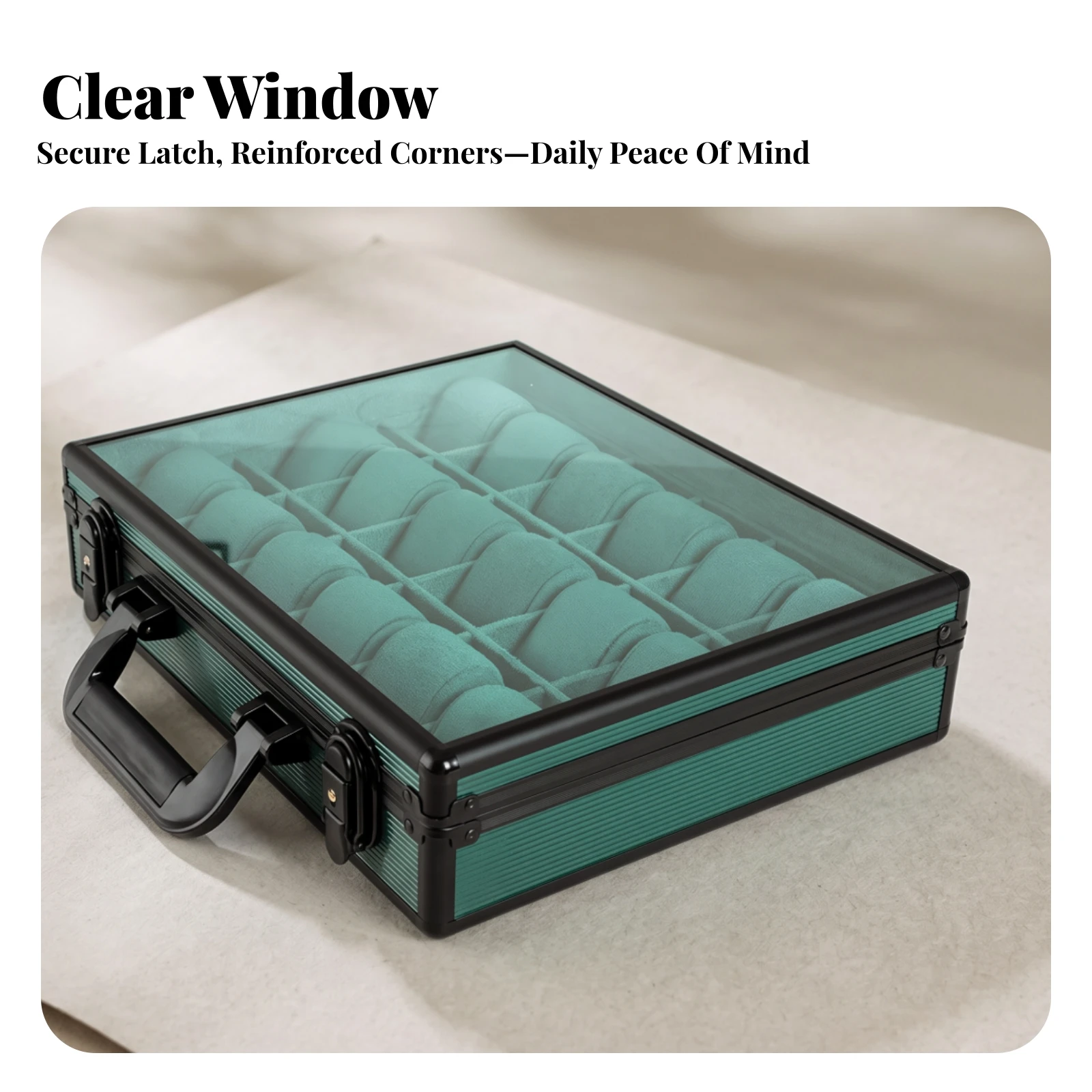 18-Slot Watch Organizer Portable Watch Storage Case with Clear Window Dustproof Easy to Open for Collectors, Travel