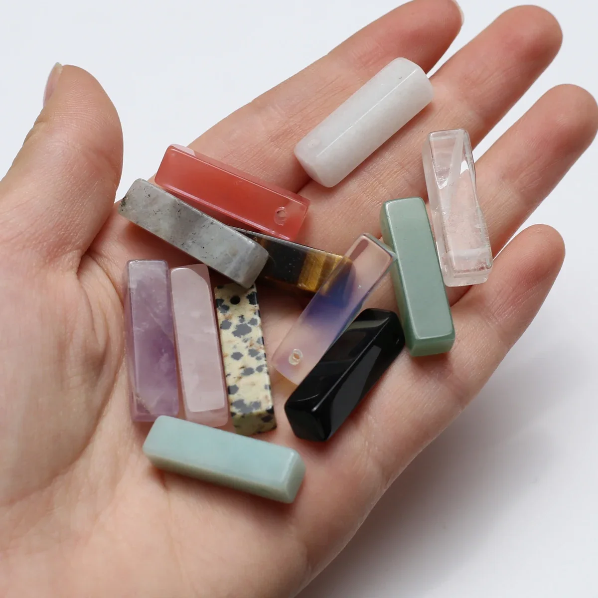 5PCS Wholesale Random Natural Stone Rectangular Crystal Agate Pendant Jewelry Making DIY Necklace Earrings Accessories Gifts