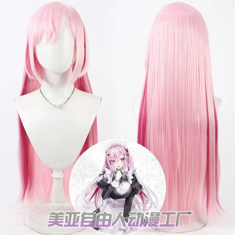 

Bubuwig Synthetic Hair Momono Cosplay Wigs Playing Death Games to Put Food on the Table Momono Long Pink Wig Heat Resistant
