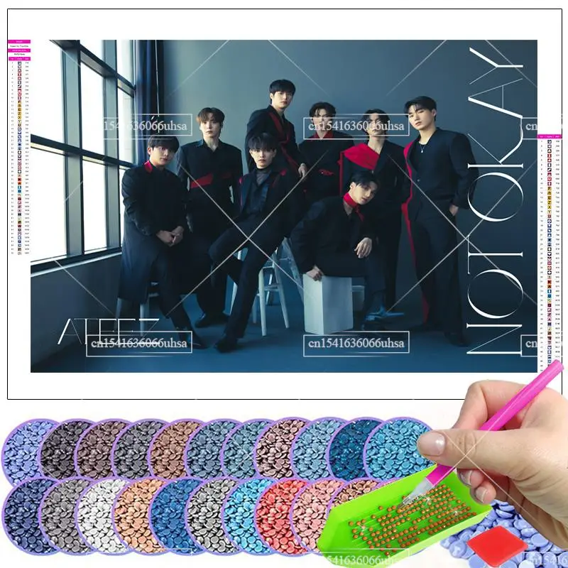 Kpop Ateez Diamond Painting 5D Full Drill Diamond Mosaic Embroidery Rhinestones Cross Stitch Kits Home Decor Wall Art Posters