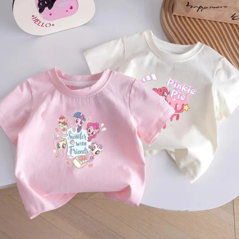 Camiseta Infantil Xiaoma Baoli con Estampado de Dibujos Animados, Nueva Colección Verano 2026, Algodón Transpirable, Cuello Redondo, Manga Corta, para Padres e Hijos