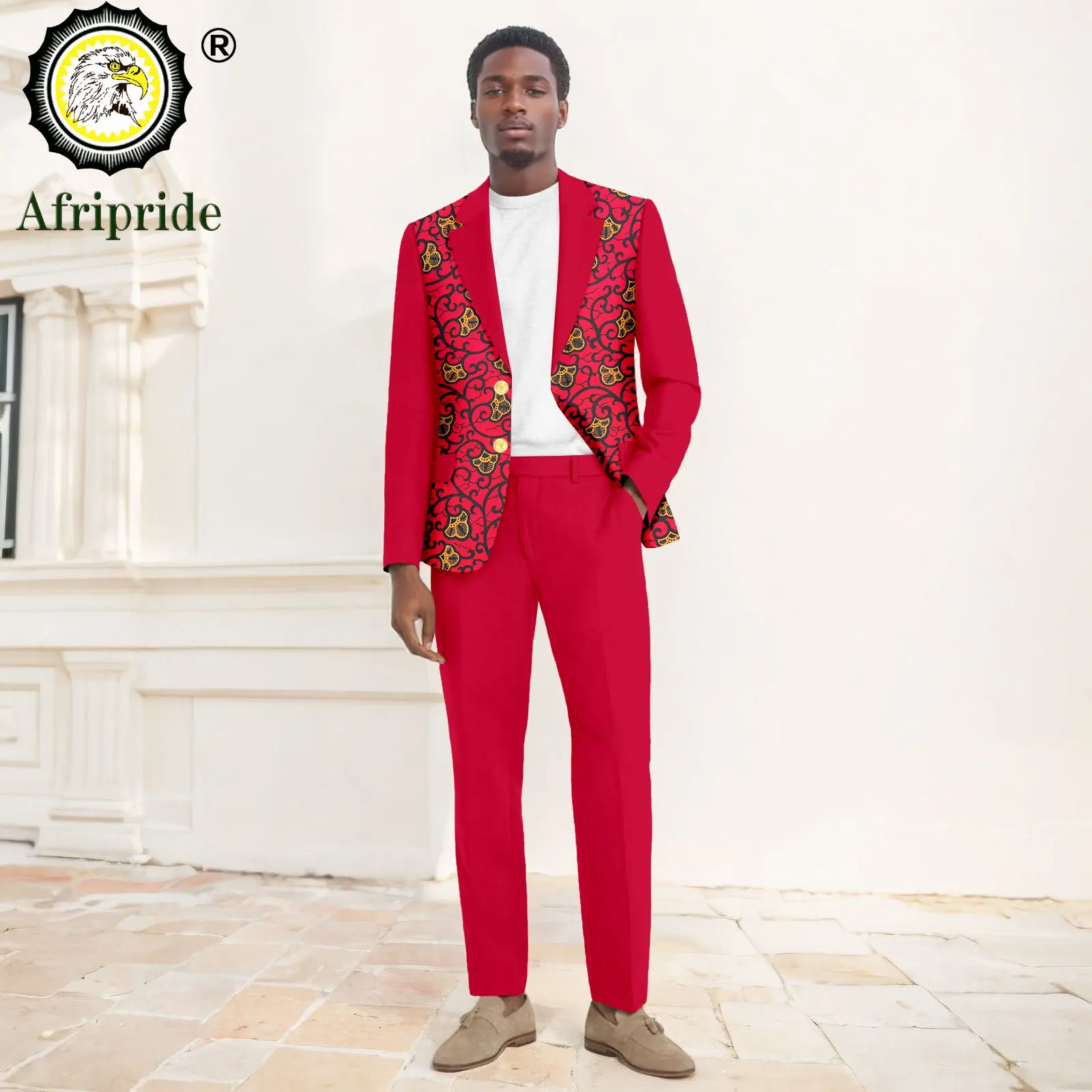 African Suits for Men Slim Fit Two Buttons Print Jacket and Trousers 2 Piece Set Dashiki Men Business Suits for Wedding 2516030