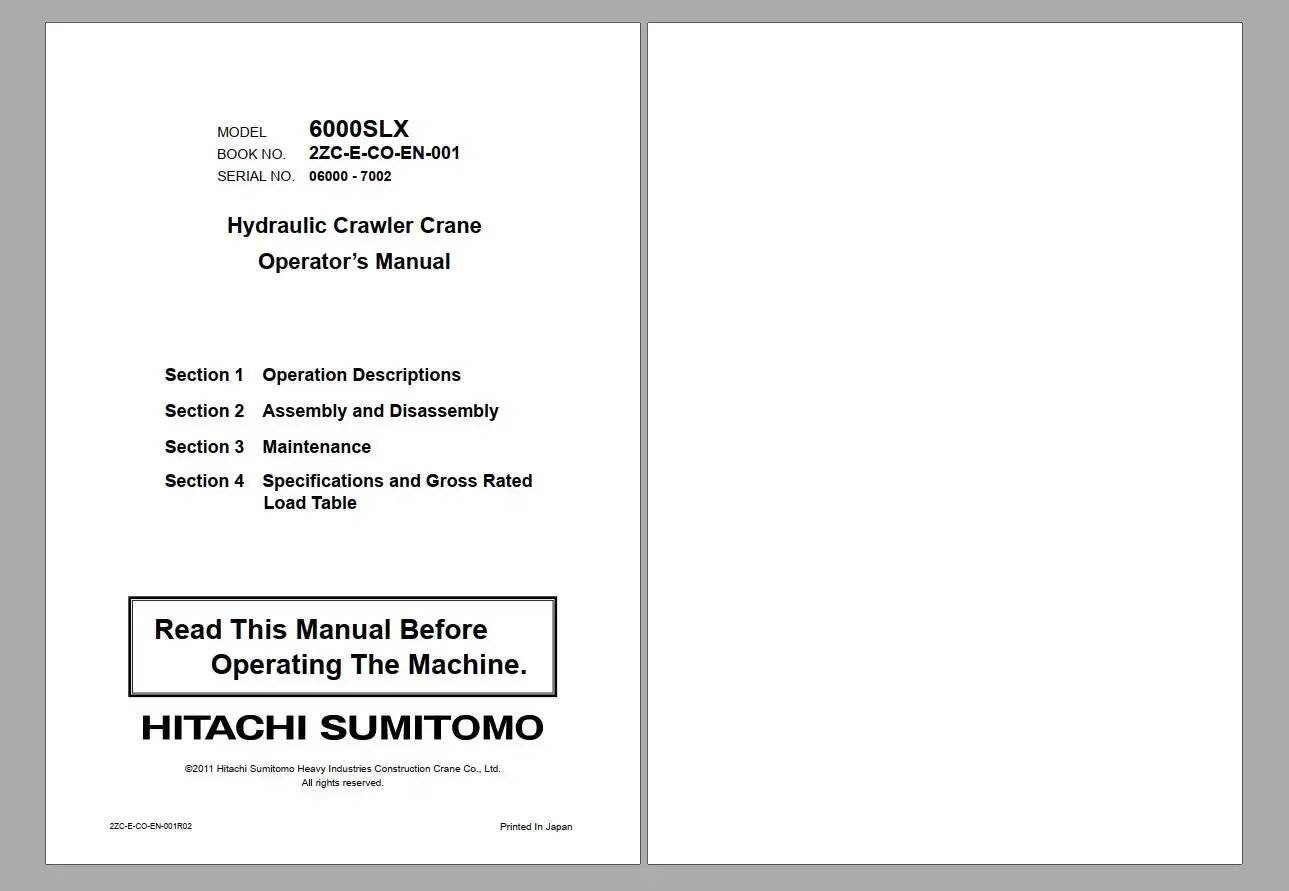 EPC-SOFTWARE Hitachi Sumitomo Crawler Crane 2.2GB Parts Catalog Operator Manual Technical Manual & Workshop Manual DVD