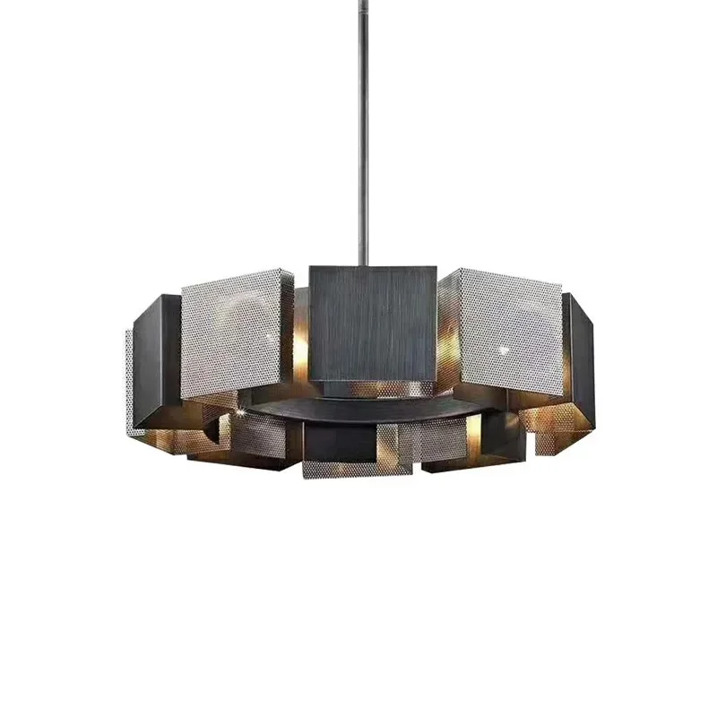Modern LED Obsidian Block Ceiling Chandeliers Metal Pendent Lamp Luxury Living Dining Room Home Decor Hanging Light Luster