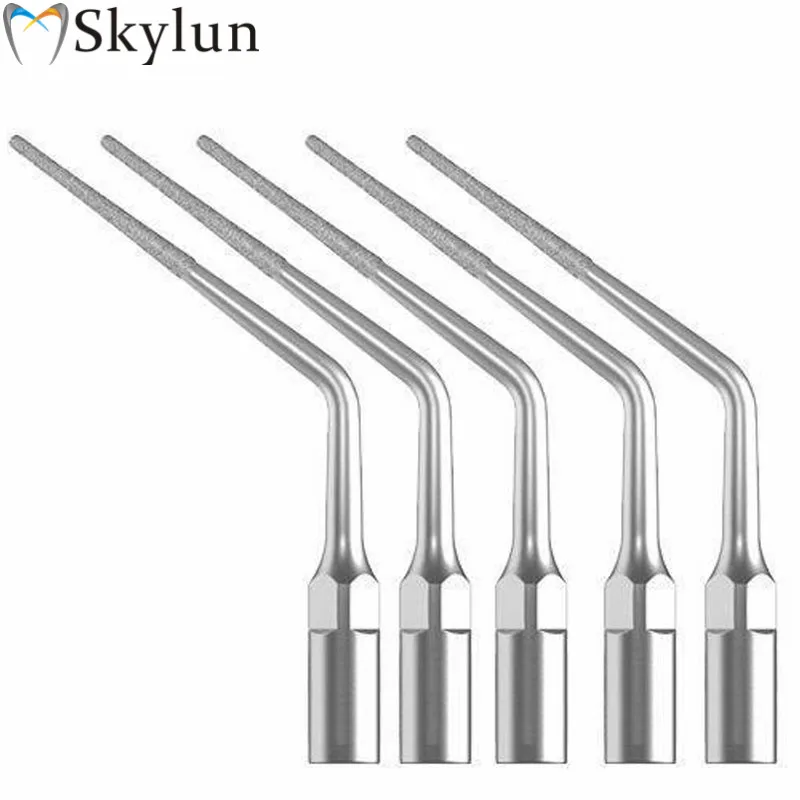 Oling 5PCS Dental Ultrasonic Scaler Tips E3D 5*New Dental Diamond Coated Endodontic Endo Tip Compatible Woodpecker/EMS E3D