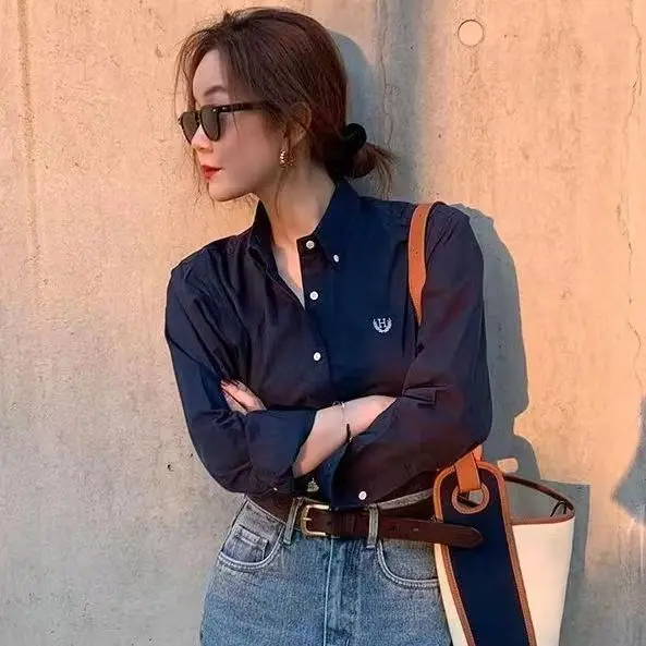 Liberline Sisy Cotton Ivy irt Damen Casual Sle Commute Faion Frühling 2023, neue lockere Passform, lang, Sve, reine Farbe