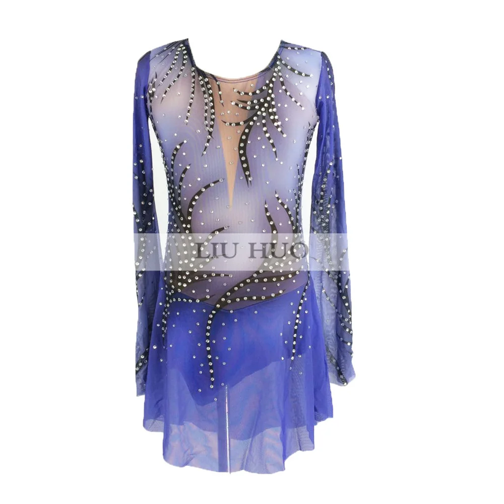 LIUHUO robe de patinage artistique femmes filles Performance sur glace Costume de gymnastique compétition justaucorps danse Ballet violet adolescents enfant