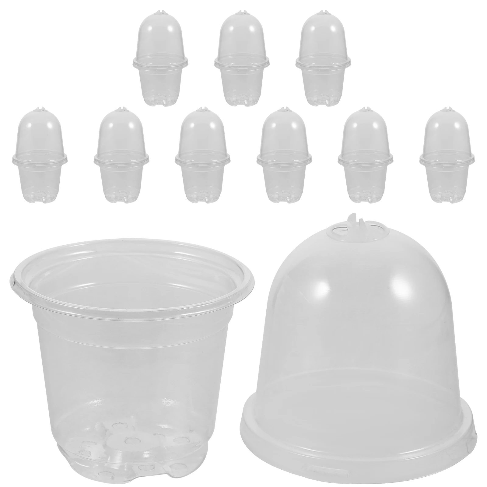 

10 set 10 Sets Insulated Nursery Pots Clear Plastic Plant Containers Gardening Basin Balcony PET Material Flowerpot Drainage