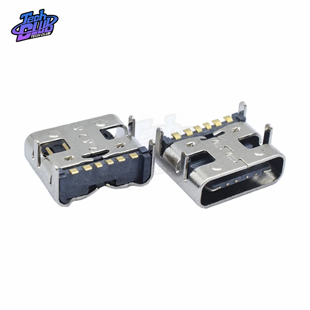 10PCS  6 Pin Smt Socket Connector Micro USB Type C 3.1 Female Placement Smd Dip For PCB Design Diy High Current Charging