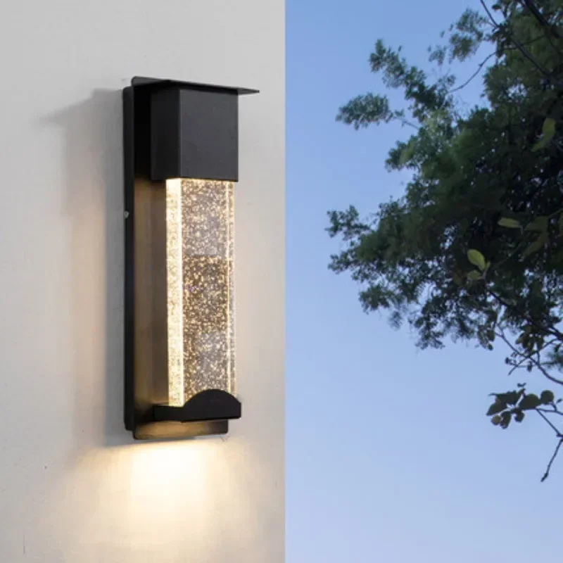 Outdoor Wall Lamp LED Integrated Lighting Exterior Wall Fixtures Crystal Bubble IP65 Wall Sconce Garden Light for Porch Entryway
