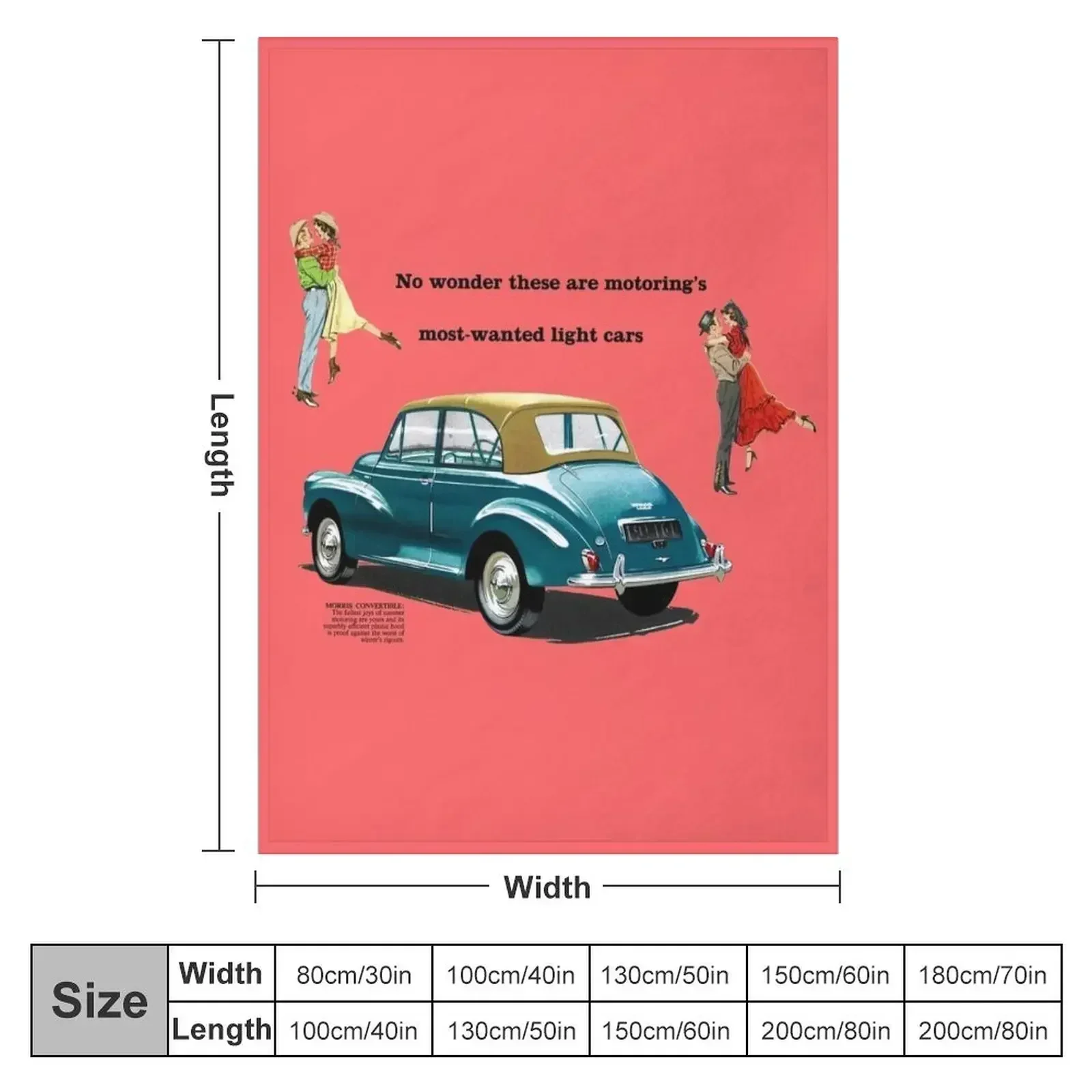 MORRIS MINOR CONVERTIBLE - BROCHURE Throw Blanket Flannels Shaggy Blankets