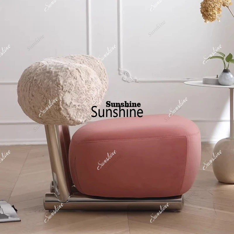 TDNordic lambswool single sofa simple living room pink sled chair