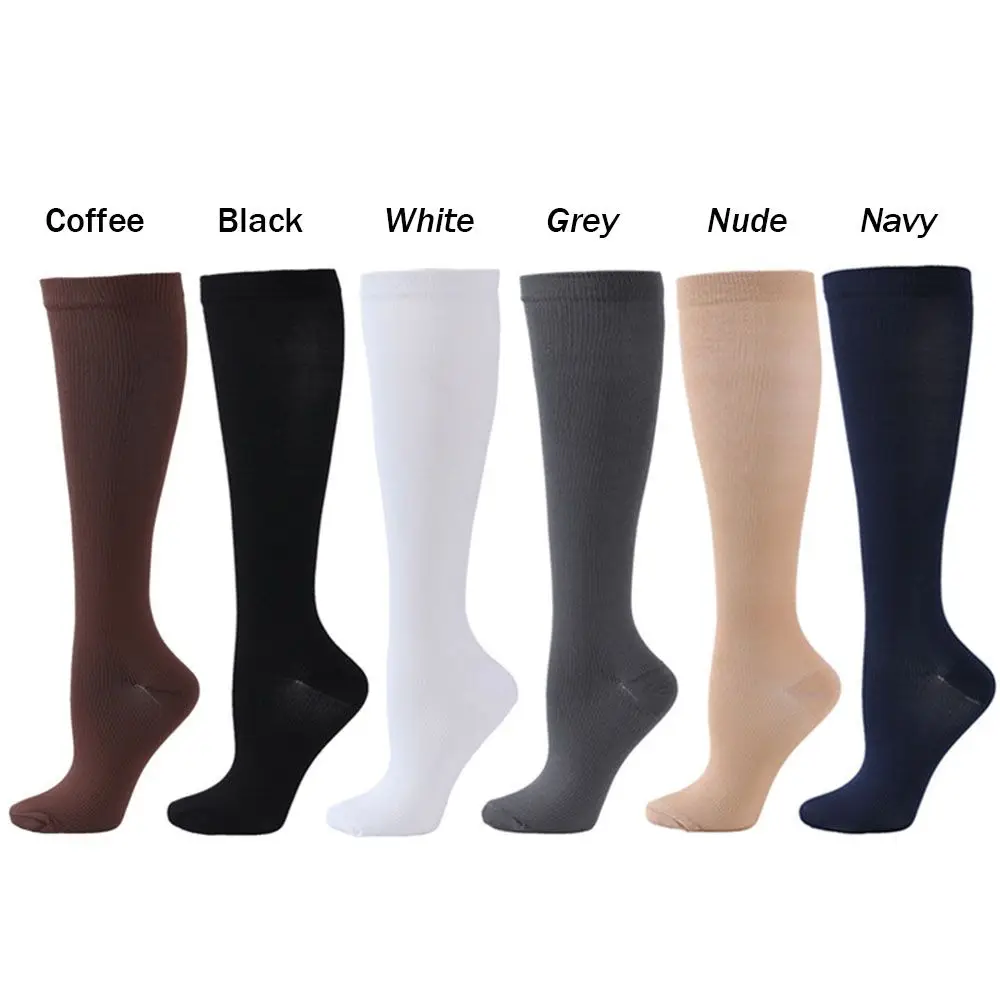 Unisex Compression Socks Flight Travel Anti-Fatigue Knee High Stockings Blood Circulation Promotion Slimming Socks