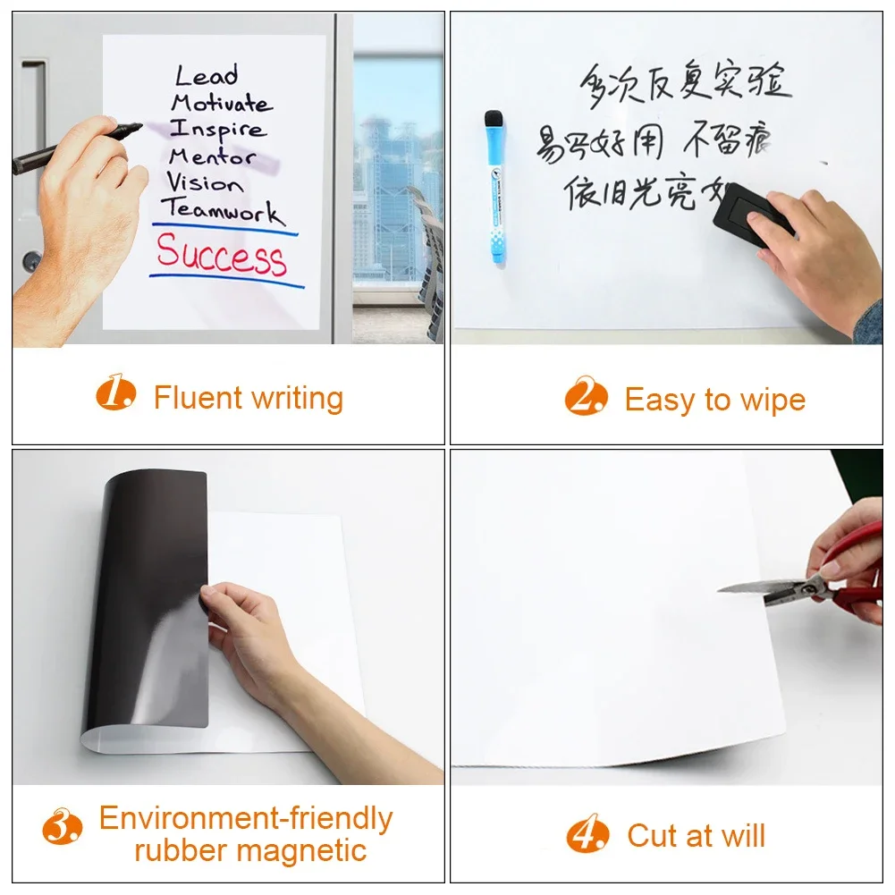 Fridge Magnet Whiteboard Set, A3 A4 Magnetic Refrigerator Sticker ,Writing Remind Message Board Magnets for The Refrigerator