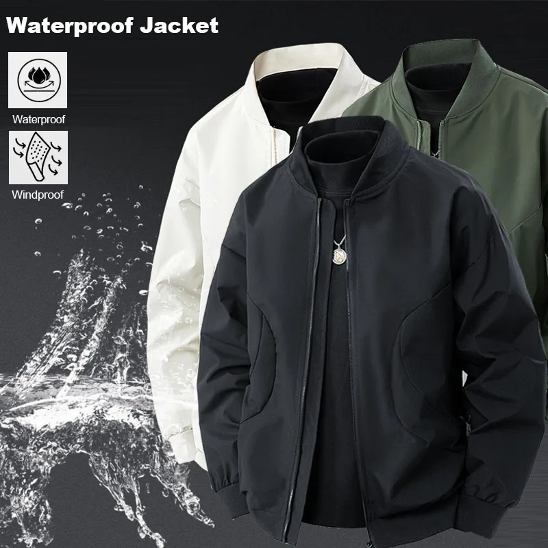 

Men New Jacket Baseball Collar Autumn American Casual Windbreaker Outdoor Cargo Waterproof Bomber Camping Hiking Jacket Coat