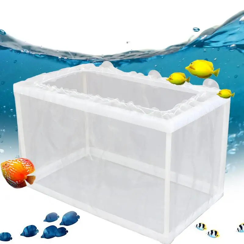 Fish Breeding Box Fish Isolation Box Mesh Box Fish Fry Hatchery With Suction Cups Juvenile Fish Separation Net For Fish