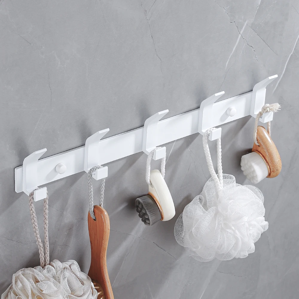 White Coat Rack Wall Colthes Hanger Bathroom Hanging Towels Holder Black Home Door Hooks Kitchen Storage Hooks Organizers