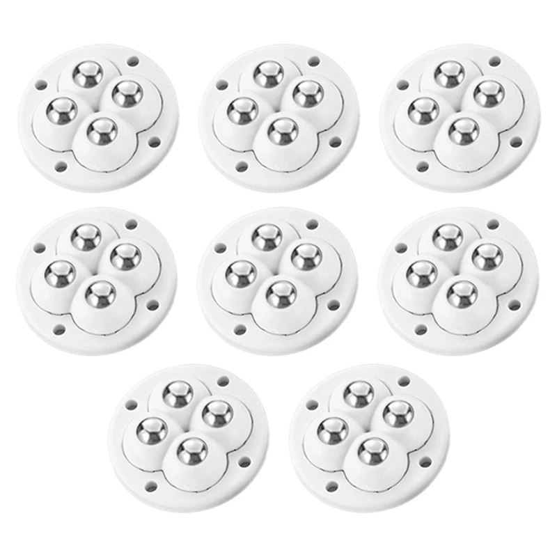 8Pcs Self Adhesive Ball Universal Wheel 4 Beads Stainless Steel Pulley Base For Furniture Bedside Table Base