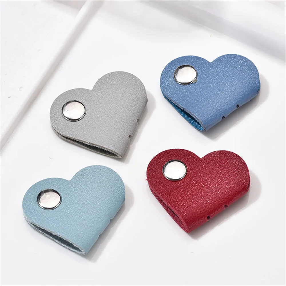 أحدث سطح المكتب بو الجلود متعددة الوظائف على شكل قلب منظم الكابلات كابل بيانات تخزين كليب محور سماعة رأس سلكية لف كليب #4