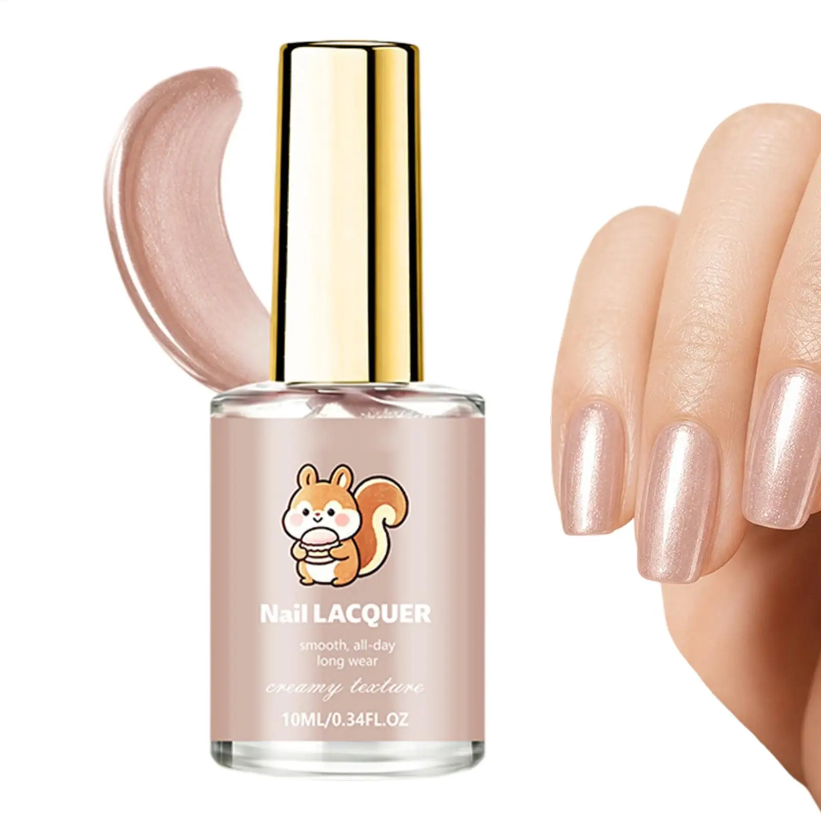 Pink Pearlescent Nail Polish Quick-Drying, No Lamp Required Pearly Sheen and Brightens the Nail Pearl Cream Texture Nails Art