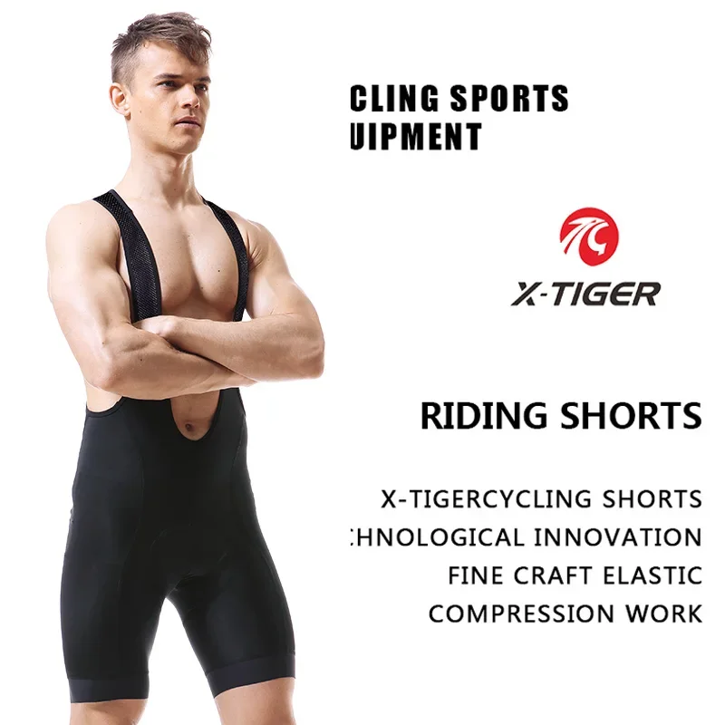 X-TIGER Pro MTB Cycling Bib Shorts With 5cm Italy Grippers Lightweight Bib Pants High-Density 5D GEL Pad For Long Time Ride